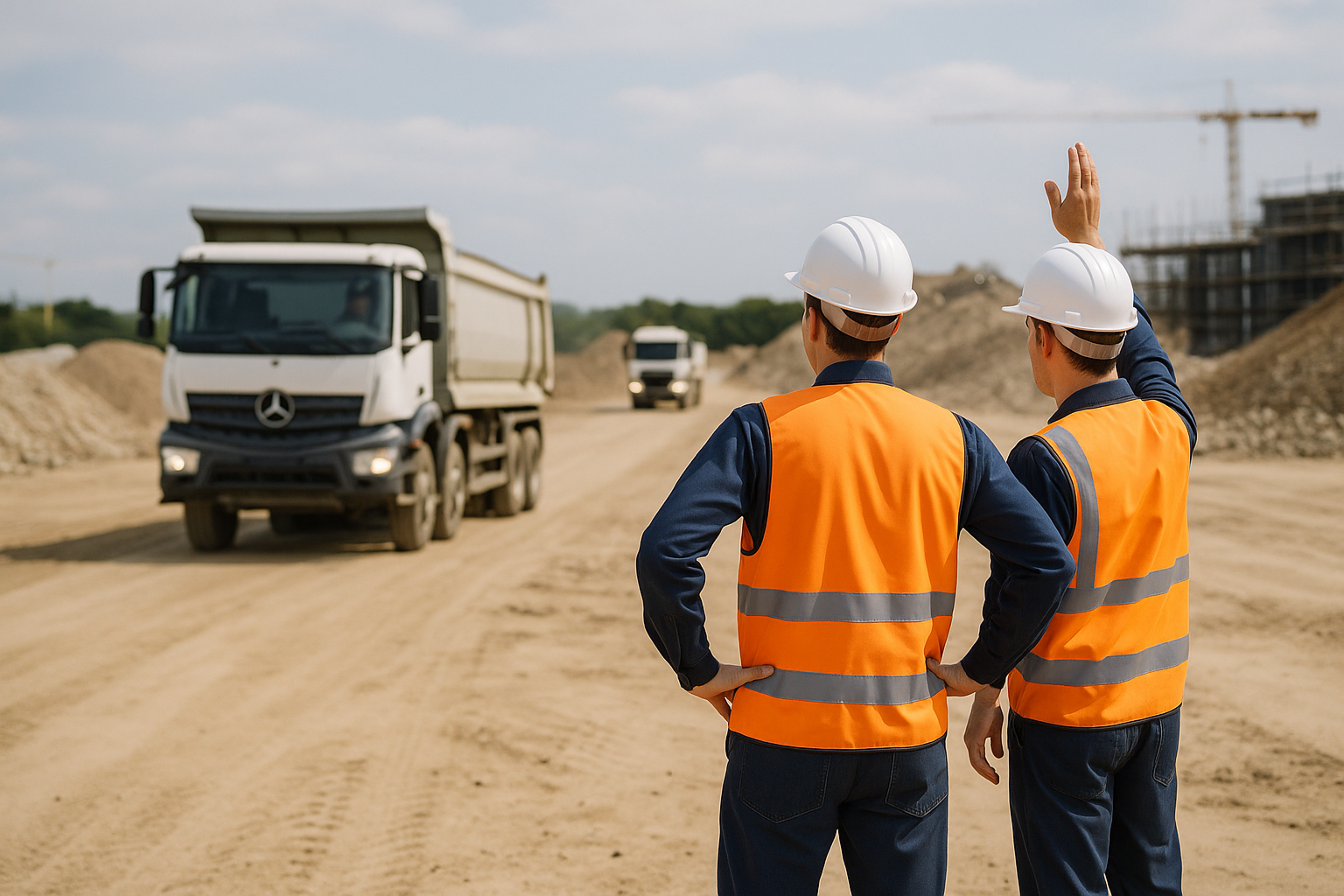 Slider block, Transporter Company representatives at construction site